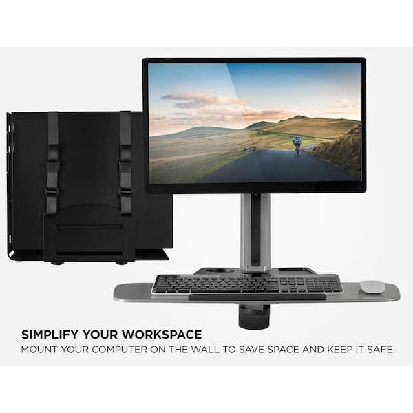 mount-it! Black Wall Mounted CPU Holder with Secure Straps MI-7152