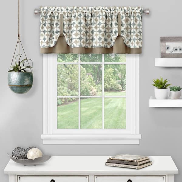 ACHIM Callie 14 in. L Polyester Window Curtain Valance in Taupe/Silver