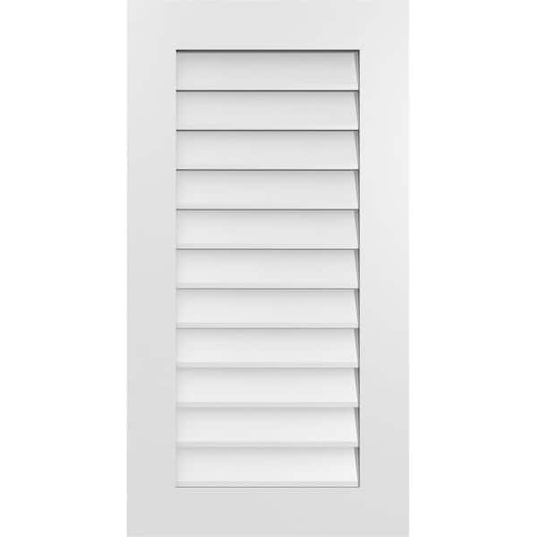 Ekena Millwork 20 in. x 38 in. Vertical Surface Mount PVC Gable Vent: Decorative with Standard Frame