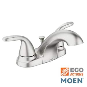 Adler 4 in. Centerset 2-Handle Low-Arc Bathroom Faucet in Spot Resist Brushed Nickel