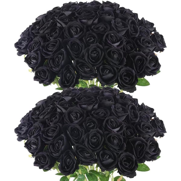 Unbranded 14 in. Indoor/Outdoor Black Artificial Roses