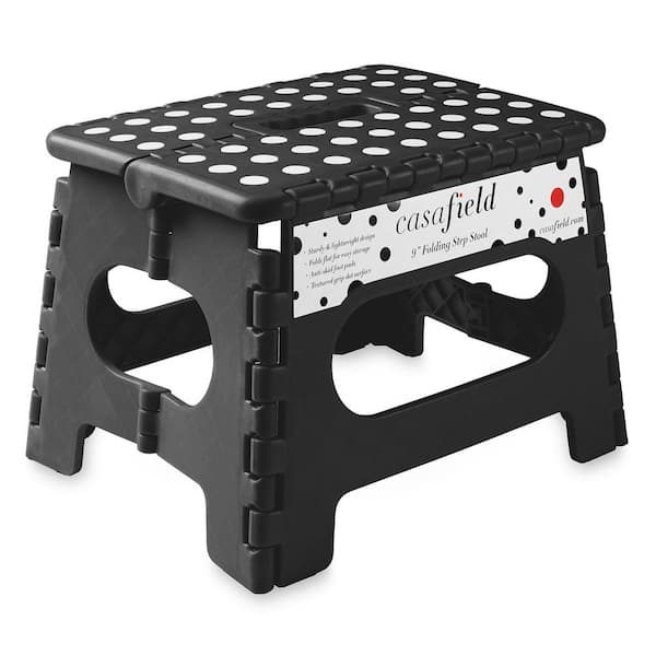 1-Step 9 in. Black Plastic Step Stool, (1.75 ft. Reach Height) 300 lb. Load Capacity
