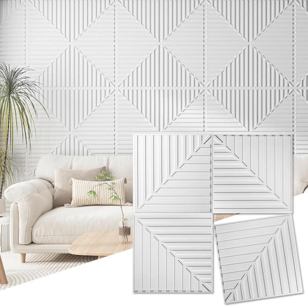 White 2ft. x 4ft. Textured PVC Drop In Ceiling Tile, Decorative Glue Up Ceiling for Interior Wall Decor(48sq.ft./case)