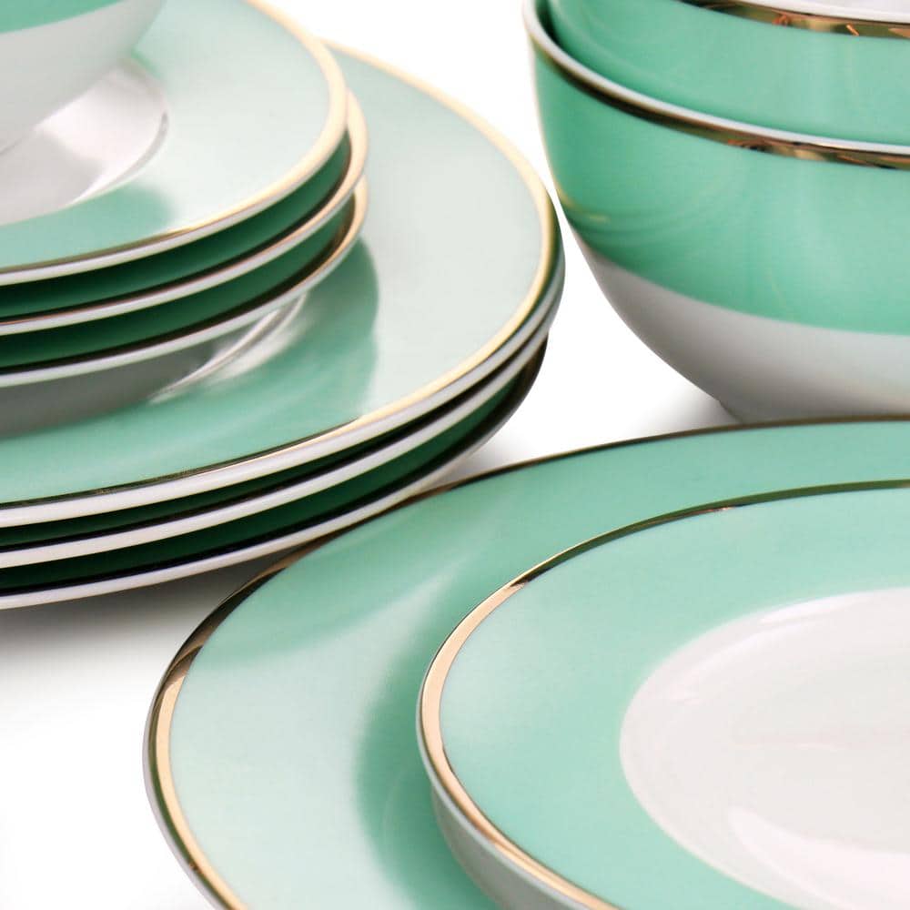 Martha Blue and White Ceramic 12-Piece Dinnerware Set