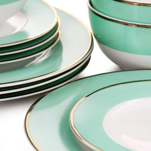 MARTHA STEWART Martha Stewart Gold Rimmed 12 Piece Fine Ceramic