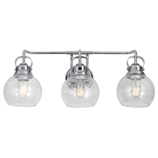 Shirley 24 in. 3-Light Metal/ Bubbled Glass Chrome Vanity Light