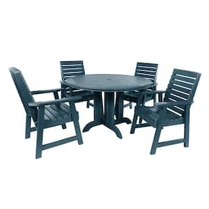 Weatherly Nantucket Blue 5-Piece Recycled Plastic Round Outdoor Dining Set