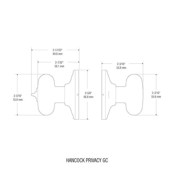 Hancock Polished Chrome Privacy Bed/Bath Door Knob with Lock