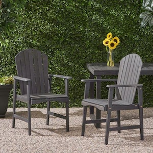 Set of 2 Dark Grey Color Acacia Wood Adirondack Recliner Outdoor and Indoor Suitable for Gardens Beaches Lawns