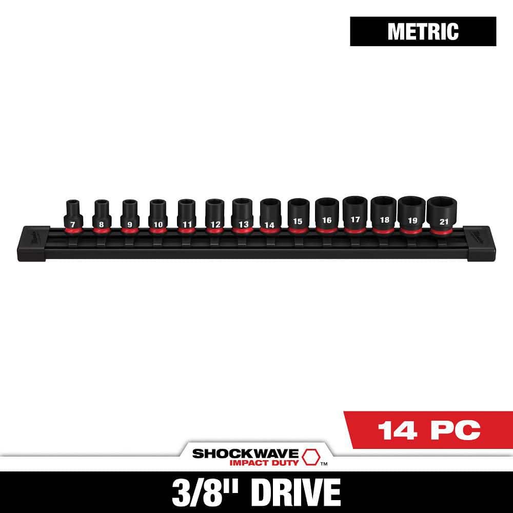 Milwaukee SHOCKWAVE 3/8 in. Drive Metric 6 Point Impact Socket Set