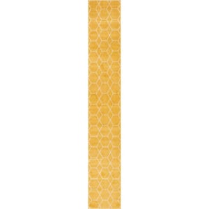 Trellis Frieze Yellow/Ivory 2 ft. x 13 ft. Geometric Runner Rug