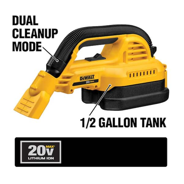 DEWALT 20V MAX Lithium Ion Cordless 1 2 Gal. Wet Dry Portable Vacuum with POWERSTACK 1.7 Ah Battery Pack and Charger DCV517BWCBP034C The Home Depot