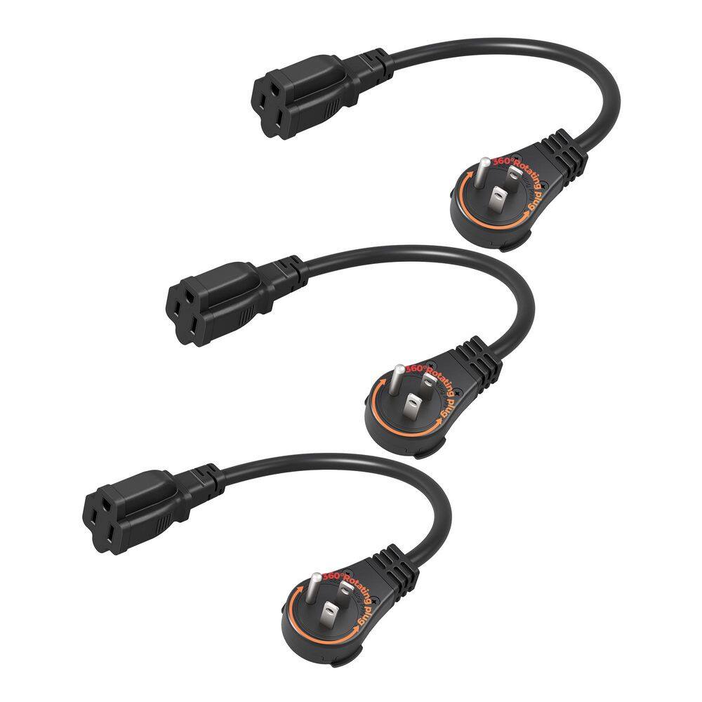 1 ft. SJTW 14 / 3 Gauge Indoor Extension Cord with 3-Prong Outlets and Flat Head, 3 Pack, Black price history on PriceWatchPro