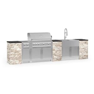 Signature Series 149.16 in. x 25.5 in. x 58.64 in. 11-Piece Outdoor Kitchen Cabinet Set with Liquid Propane 40 in. Grill