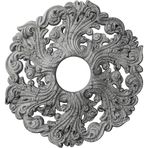 Ekena Millwork 1-3/4 in. x 19-5/8 in. x 19-5/8 in. Polyurethane Orrington Ceiling Medallion, Ultra Pure White Crackle