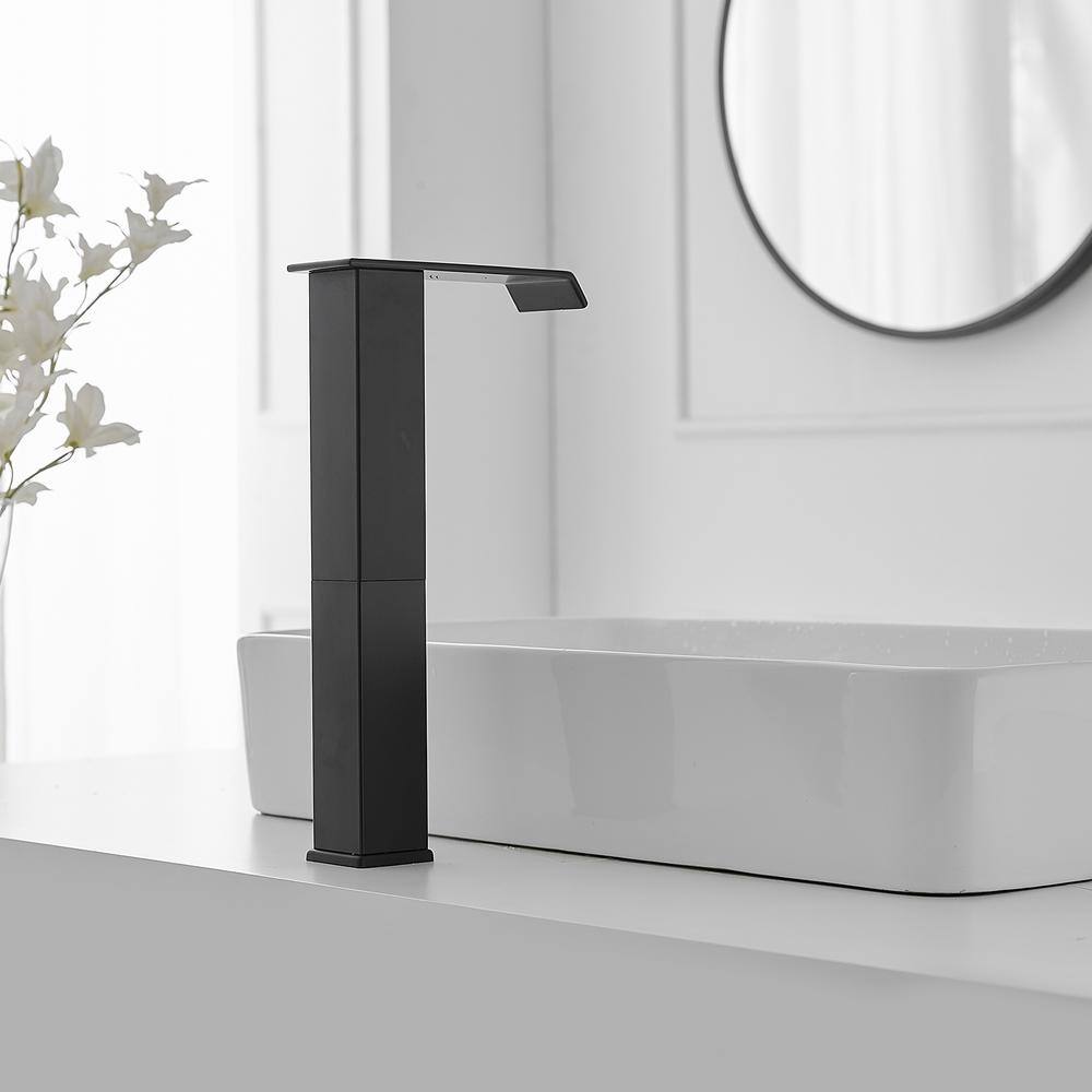 Matte Black Touchless Vessel Sink Faucet with Pop Up Drain