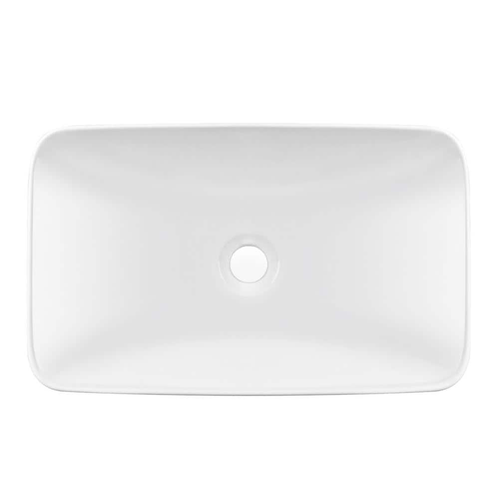 DeerValley 19'' White Ceramic Rectangular Above-Counter Vessel Sink