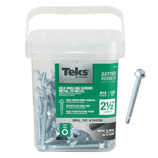 Teks #14 x 2-1/2 in. External Hex-Washer Head Drill-Point Screw (120-Pack)
