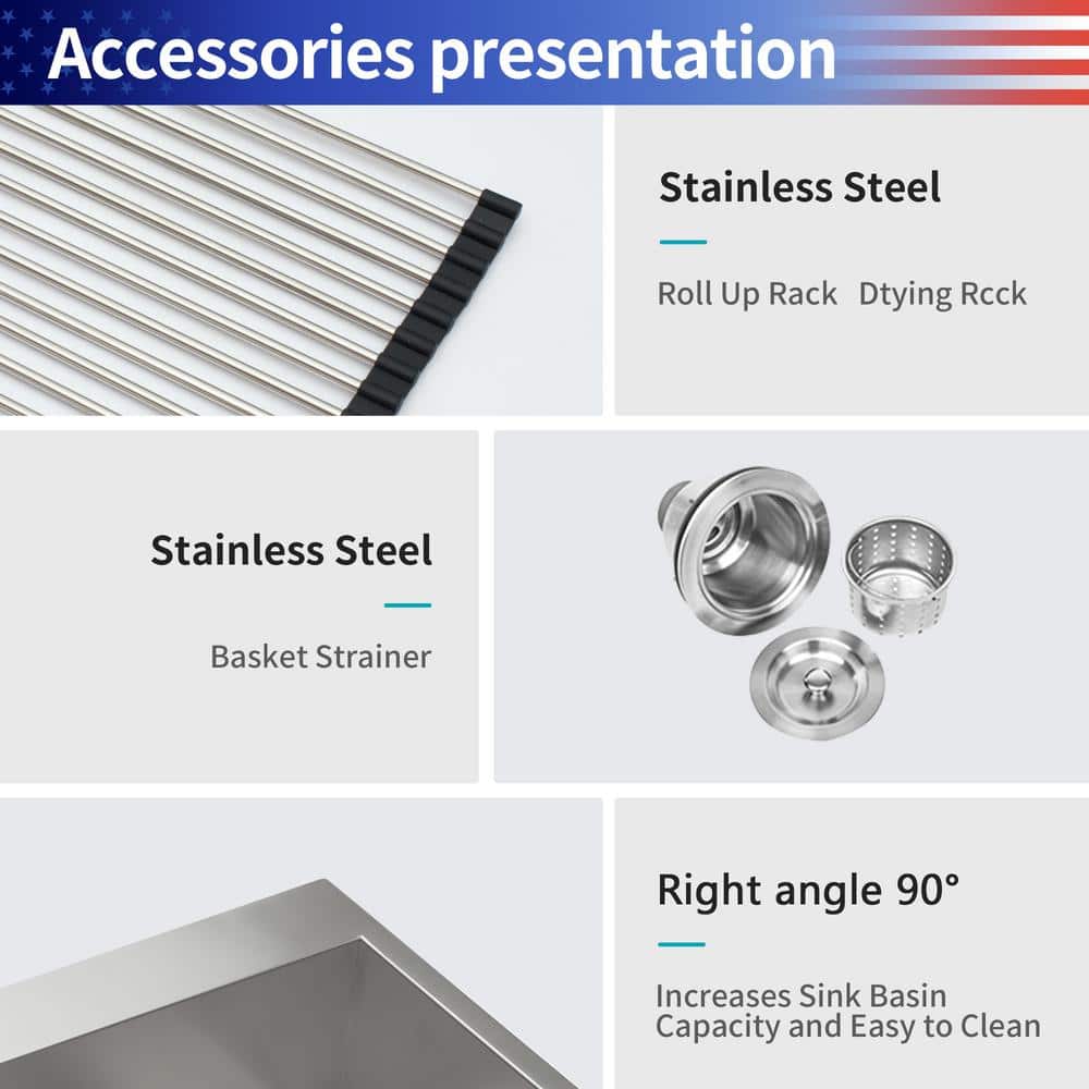Rainlex 28" Drop-In Single Bowl Stainless Steel Kitchen Sink