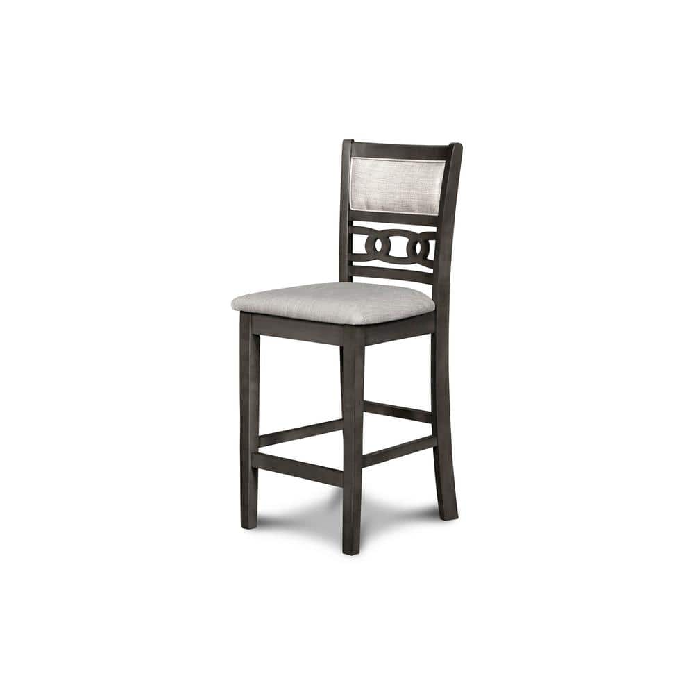 Gray Solid Wood Counter Table with Storage and 2 Chairs