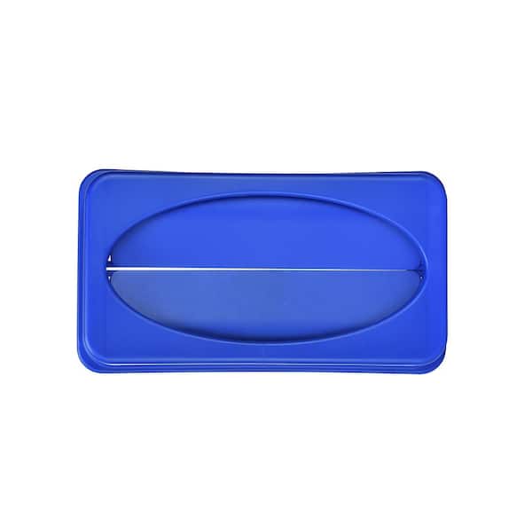 23 Gal. Blue Slim Drop Slot Swing Trash Can Lid