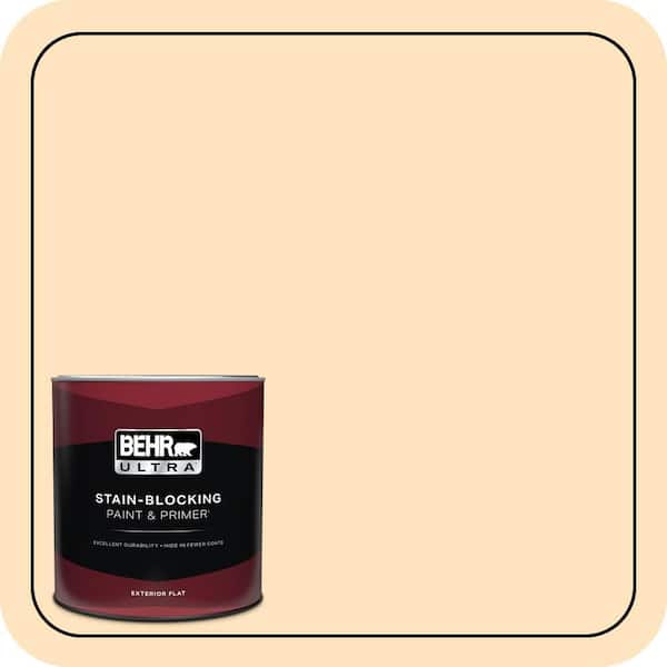 BEHR ULTRA 1 qt. #320C-2 Cream Yellow Flat Exterior Paint & Primer