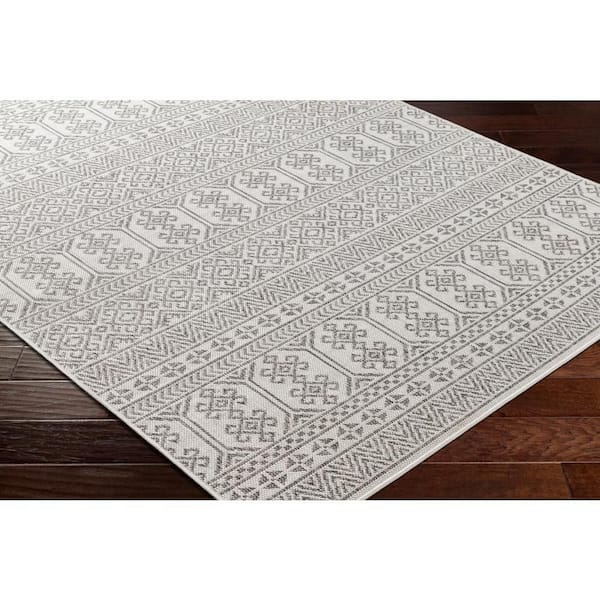Long beach Gray 3 ft. x 7 ft. Runner Tribal Indoor/Outdoor Area Rug