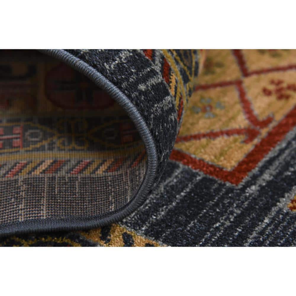 Handmade Rectangular Easy-Care Blue Geometric Synthetic Rug