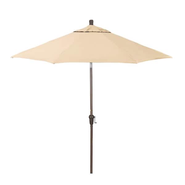 California Umbrella 9 ft. Champagne Aluminum Market Patio Umbrella with Crank Lift and Autotilt in Khaki Pacifica Premium