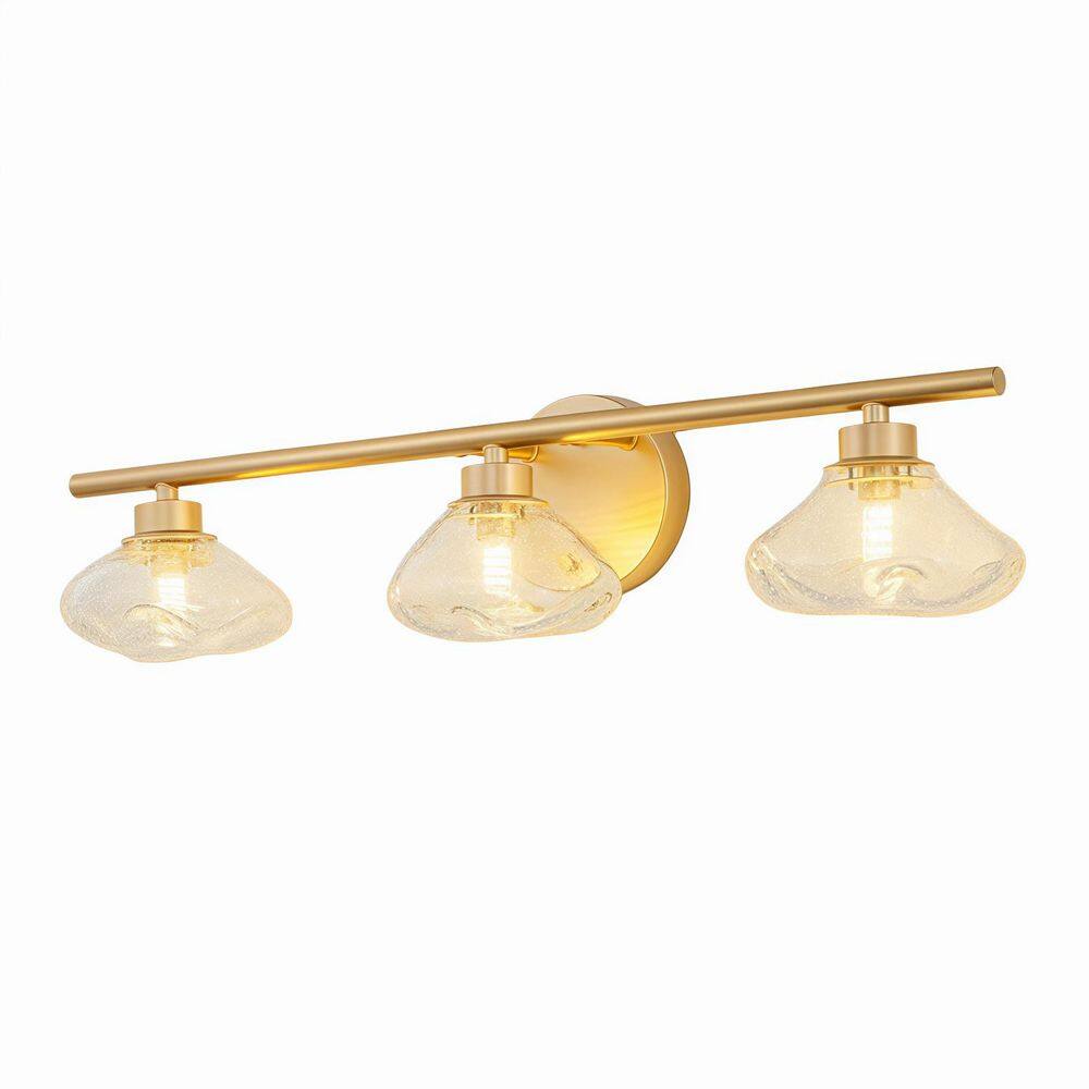Avira 24.4 in. 3-Light Gold Modern Linear Vanity Light with Clear Bubble Glass Shade price history on PriceWatchPro