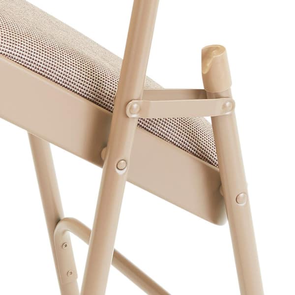 National Public Seating 2201 Beige Fabric Seat Stackable Folding Chair (Set of 4) - 3