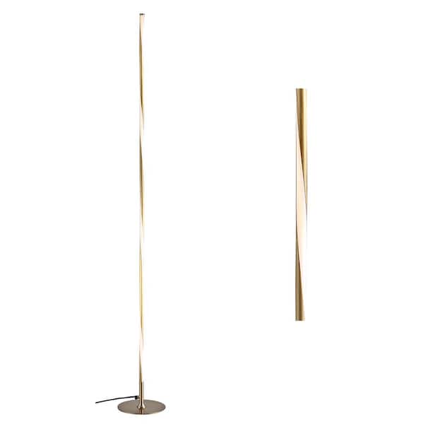 JONATHAN Y Pilar 63.75 in. Gold LED Integrated Floor Lamp