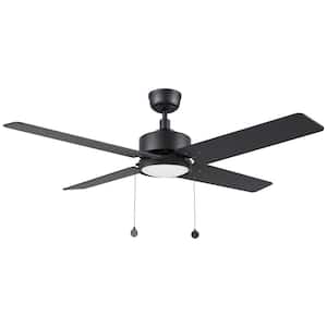 Nazzano 52 in. Color Changing Integrated LED Indoor Matte Black 5-Speed DC Ceiling Fan with Light Kit and Pull Chain