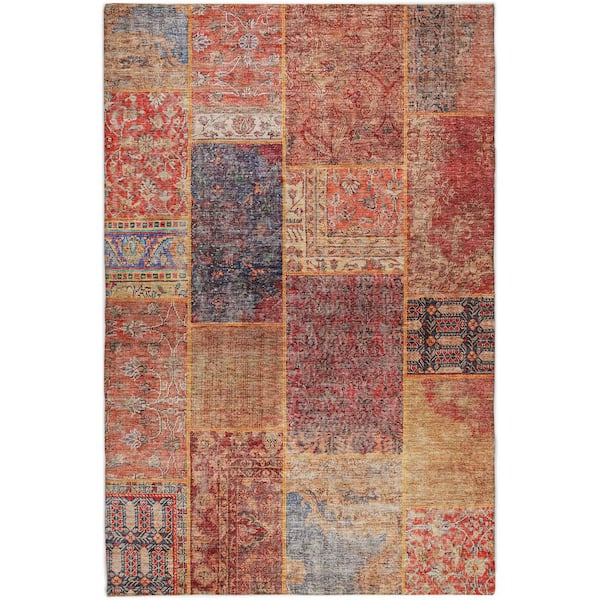 Dream Shag Premium Machine Washable Abstract ADS669 Red 5 ft. x 7 ft. 6 in. Area Rug
