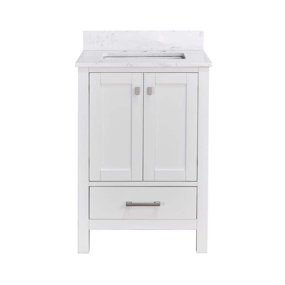 StarrySky 24 inch Undermount Single Sink Freestanding Bath Vanity in White with Engineered Stone Top price history on PriceWatchPro