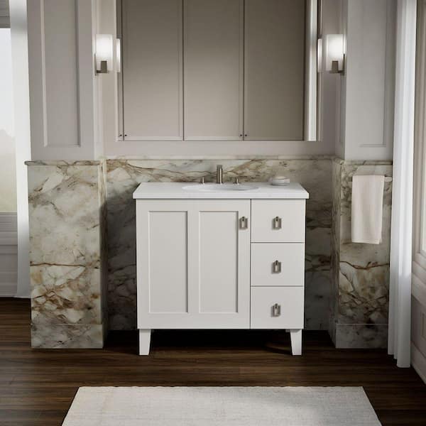 KOHLER Poplin 36 in. W x 22 in. D x 35 in. H Bathroom Vanity Cabinet without Top in Linen White
