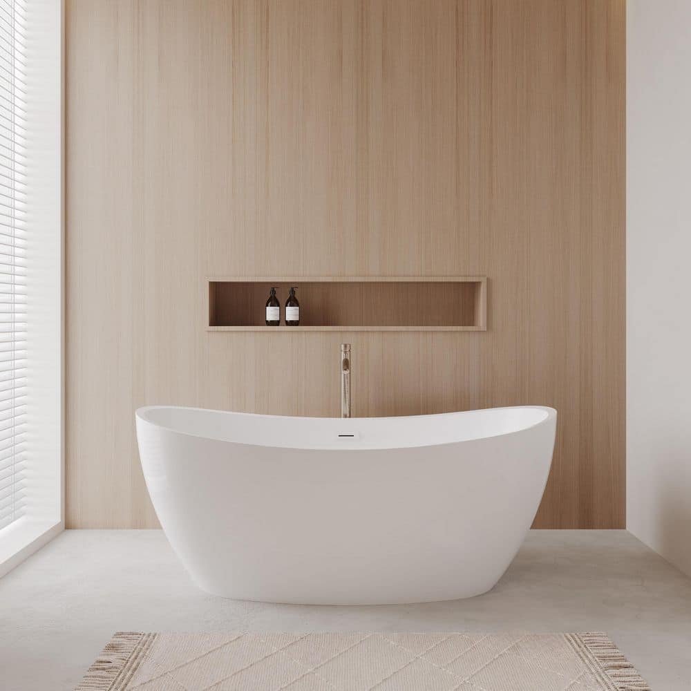 Dorrit 66 in. L x 32 in. W Soaking Bathtub with Center Drain in White/Shiny White Trim price history on PriceWatchPro
