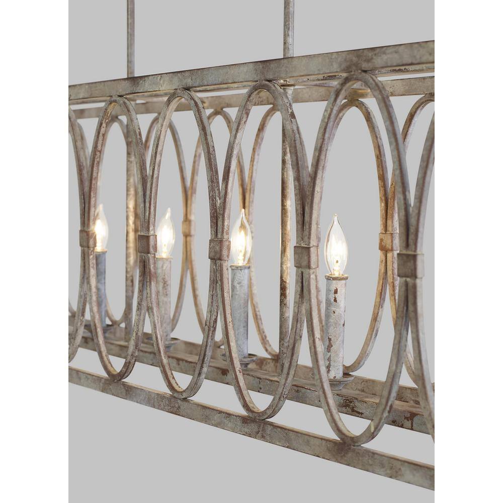 White Mini 6-Light Candelabra Chandelier with Deep Abyss Finish