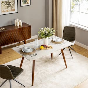 Ergani Rectangle Marbling Dining Table with Coffee Metal Legs