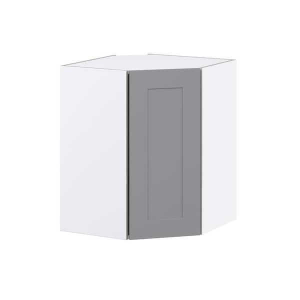J COLLECTION Roseland 24 in. W x 14 in. D x 30 in. H Assembled Shaker Diagonal Corner Kitchen Cabinet in Slate Gray