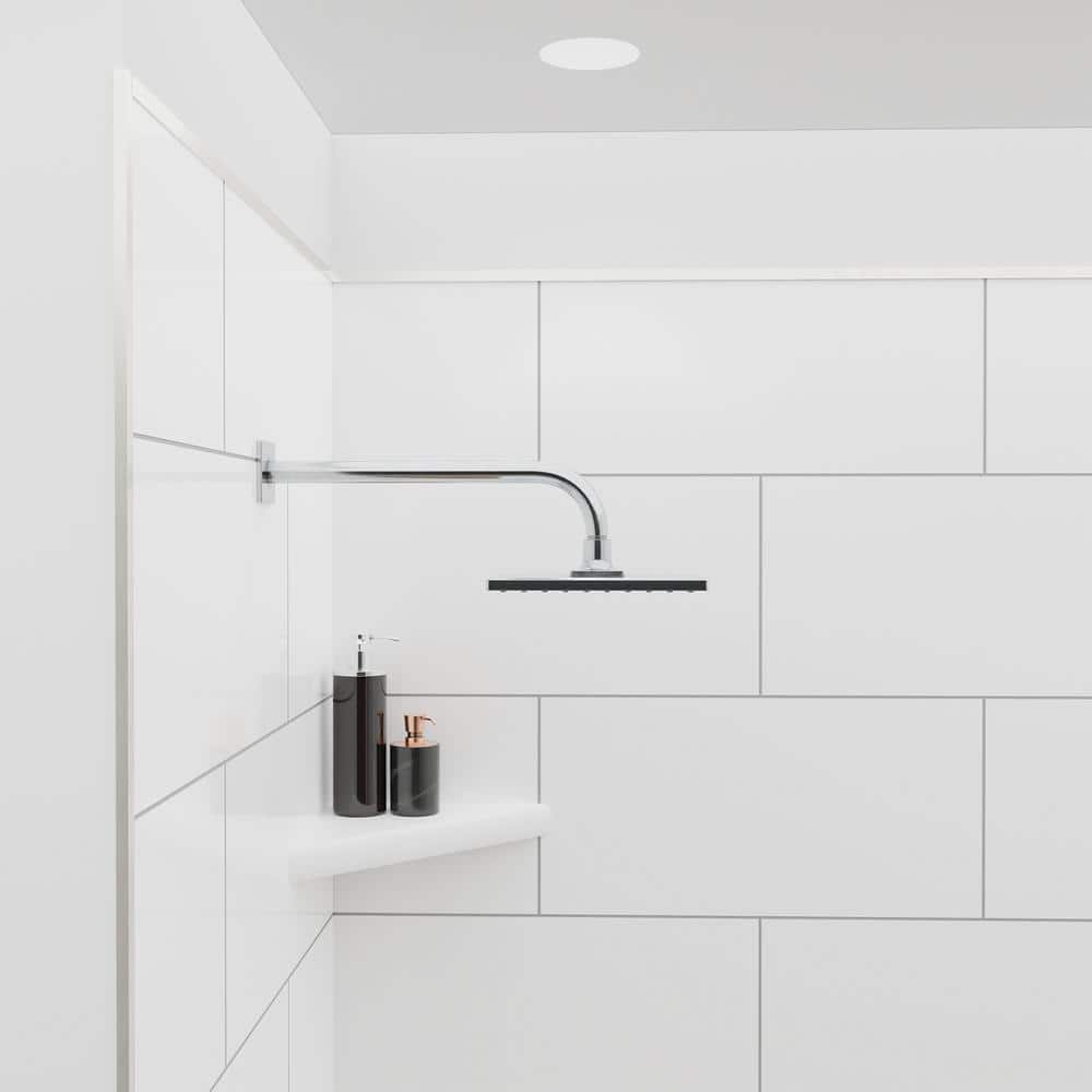 FlexStyle 60" x 36" x 80" White and Gray Block Shower Wall Surround with Brushed Nickel Trim