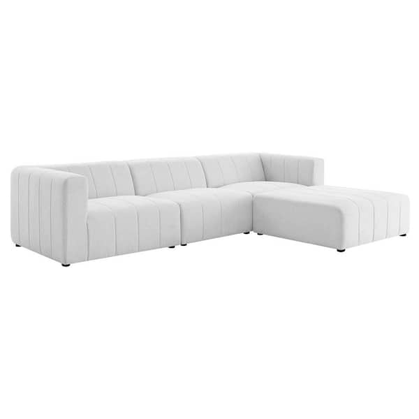 MODWAY Bartlett 4-Piece Ivory Upholstered Fabric Sectional Sofa
