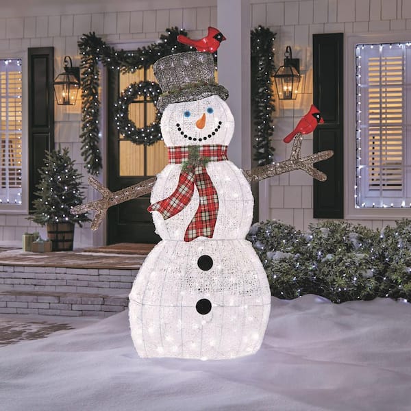 Home Accents Holiday 6 ft. Cool White LED Snowman with Red Birds ...