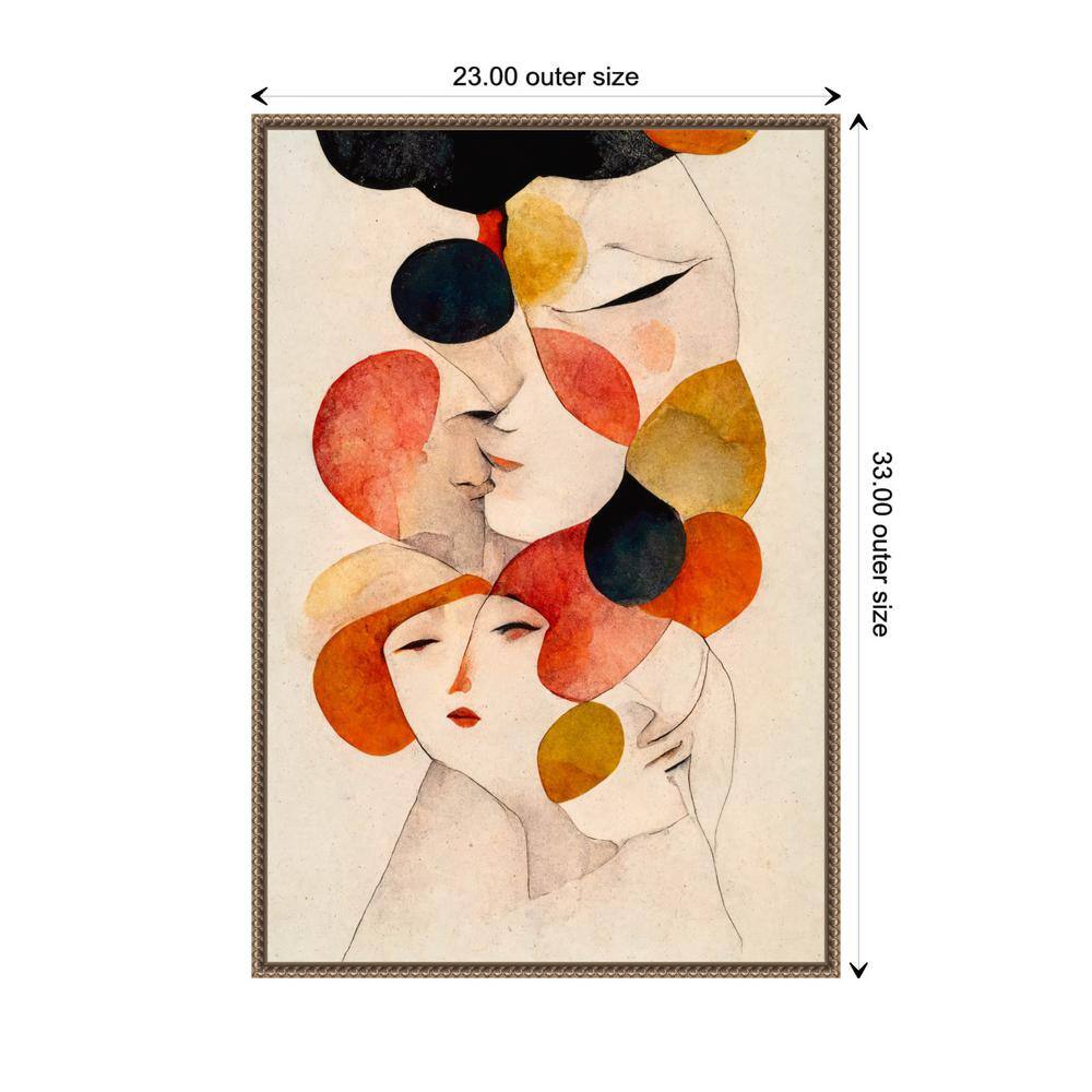 The Loving No 2 Abstract Faces Canvas Wall Art with Bronze Frame