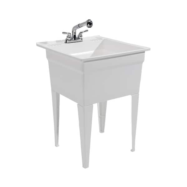 Rugged Tub 18 in. x 24 in. Polypropylene Granite Laundry Sink, White with Grey Specs N52G-1