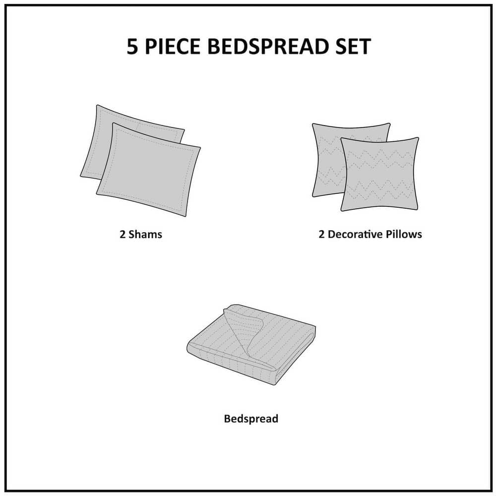 Brown Queen Reversible Jacquard Bedspread Set
