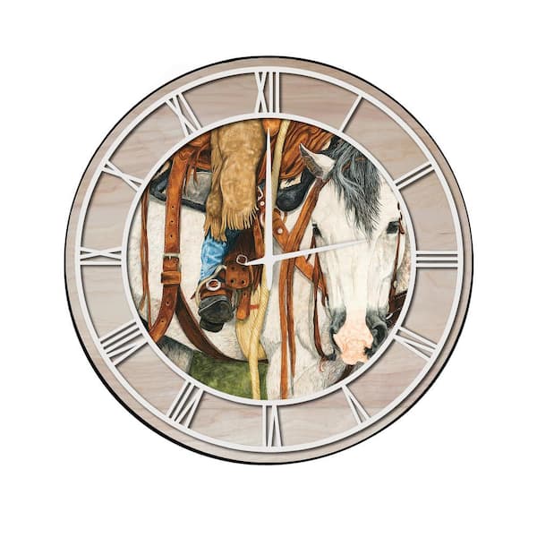 Unbranded "The Better Half" Woodgrain Accent and White Numbers Imaged Wall Clock