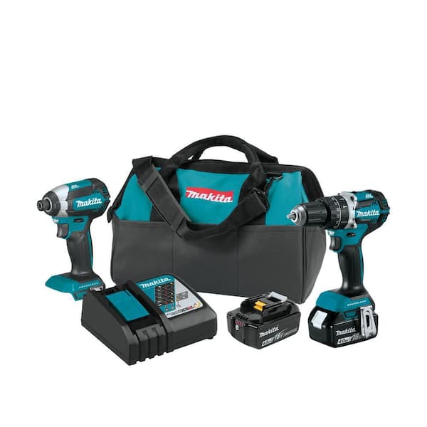 Makita - 18V LXT Lithium-Ion Brushless Cordless Hammer Drill and Impact Driver Combo Kit (2-Tool) w/ (2) 4Ah Batteries, Bag
