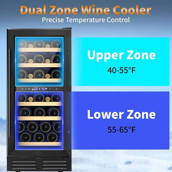 Nipus 15 in. Dual Zone 30-Bottle Reversible Door Wine Cooler in