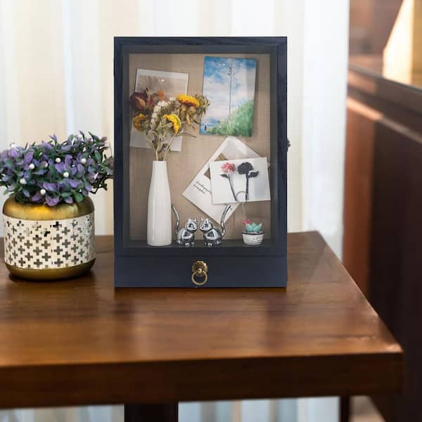 Black 11 in. x 16 in. Wood Deep Shadow Box Frame Decorative Box